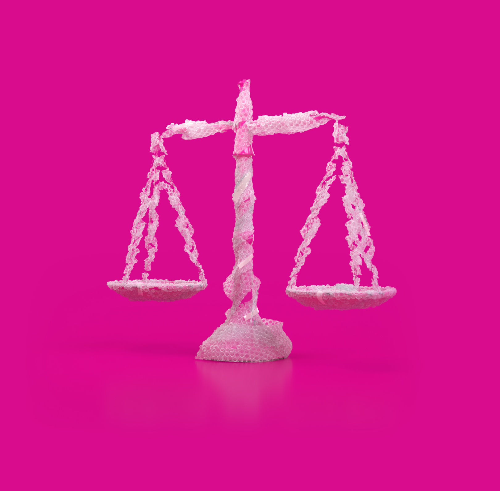 Scales of Justice wrapped in bubble wrap